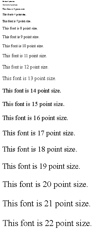Font Sizes